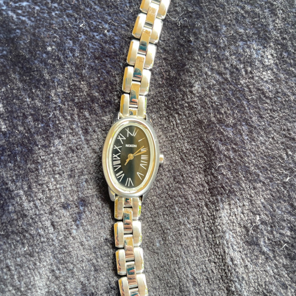 Nixon Silver Bracelet Watch With Black Dial